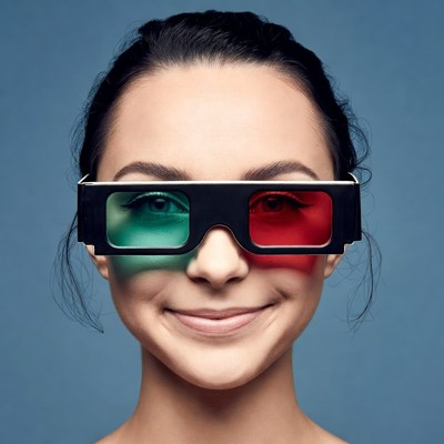 Woman wearing 3D glasses