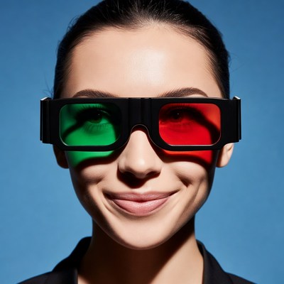 Woman wearing 3D glasses