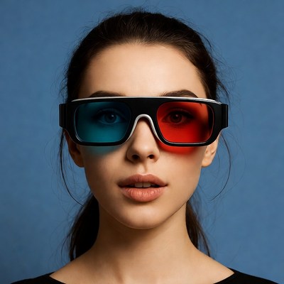 Woman wearing 3D glasses