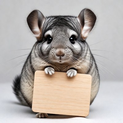 Chinchilla holding blank sign