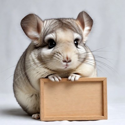 Chinchilla holding blank sign