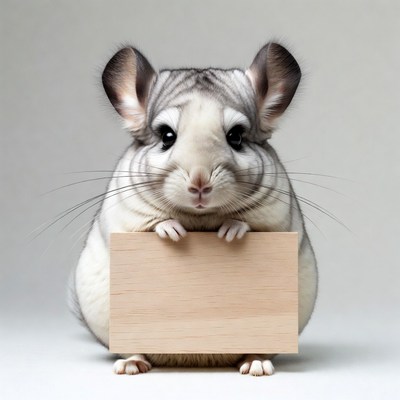 Chinchilla holding blank sign