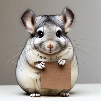 Chinchilla holding blank sign