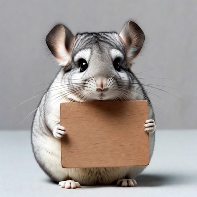 Chinchilla holding blank sign