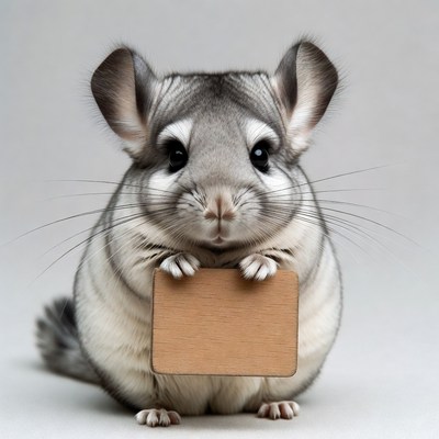 Chinchilla holding blank sign