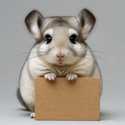 Chinchilla holding blank sign