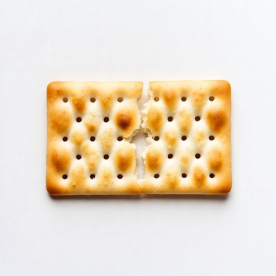 Broken Cracker on White Background