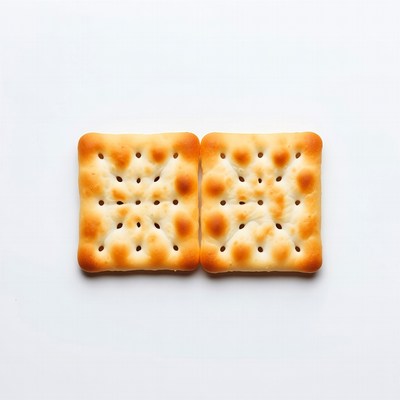 Two Crackers on White Background