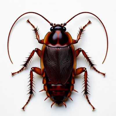 American Cockroach on White Background