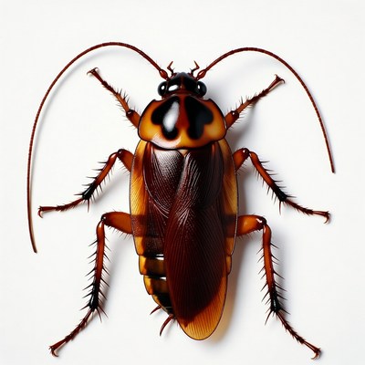 American Cockroach on White Background