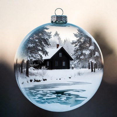 Snowy House Inside Christmas Bauble