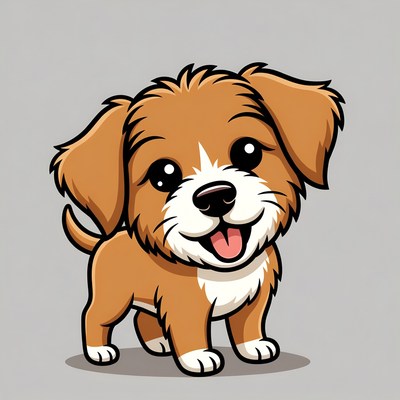 Cute cartoon puppy smiling