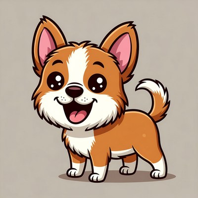 Cute cartoon corgi puppy smiling