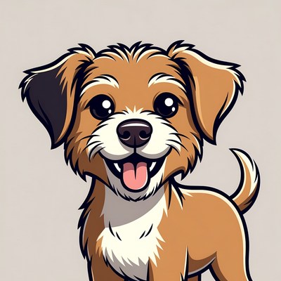 Cute cartoon puppy smiling