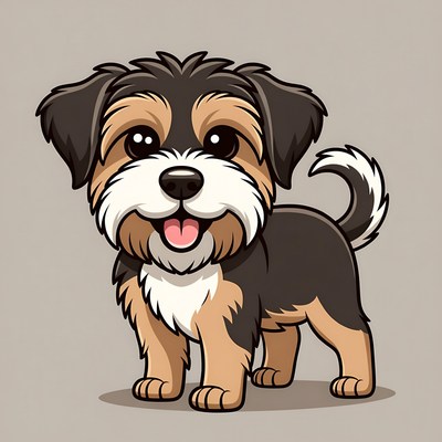 Cute cartoon Yorkie puppy