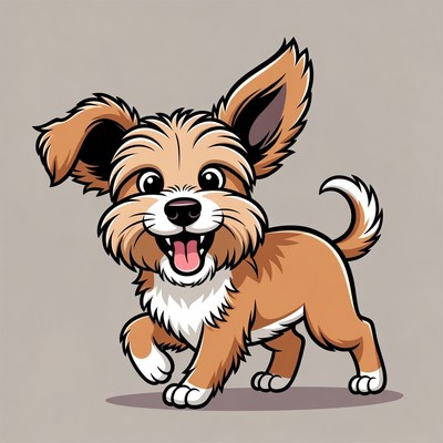 Cartoon Yorkshire Terrier puppy smiling