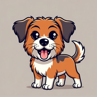 Cute cartoon puppy smiling