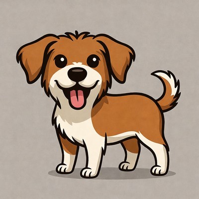 Cute cartoon puppy smiling