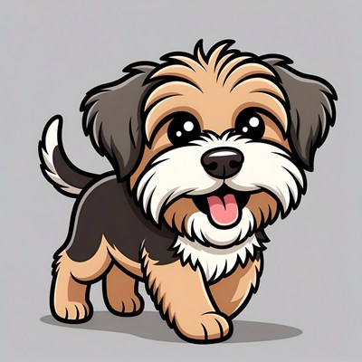 Cute Cartoon Yorkie Puppy Smiling