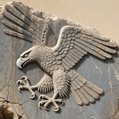 Carved Stone Eagle Relief
