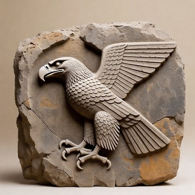 Carved Stone Eagle Relief