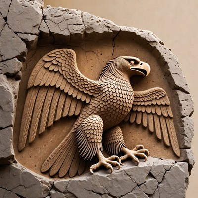 Carved Stone Eagle Relief