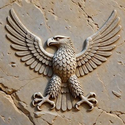 Carved Stone Eagle Relief