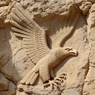 Stone eagle relief carving