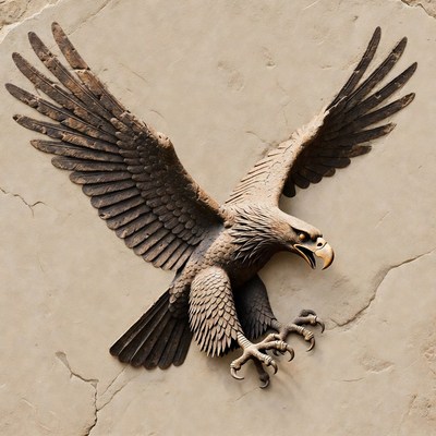 Bronze Eagle Spreading Wings on Stone
