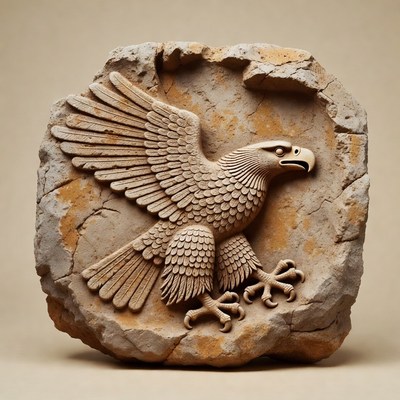Carved Stone Eagle Relief