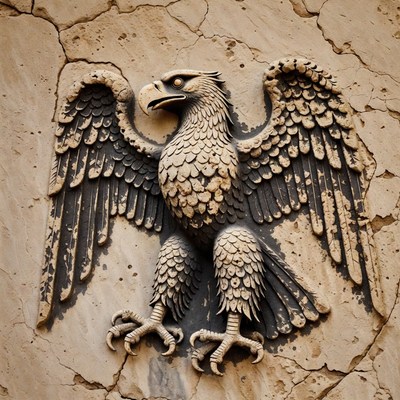 Stone Eagle Relief on Wall