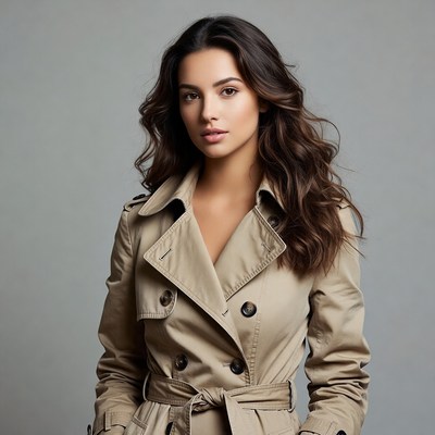 Woman in beige trench coat