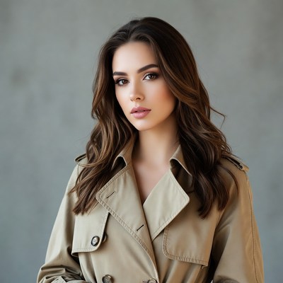 Woman in beige trench coat