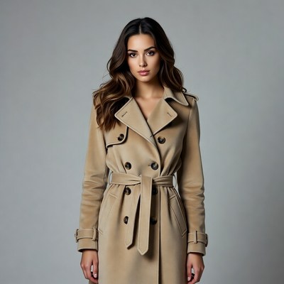 Woman in beige trench coat