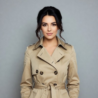 Woman in beige trench coat