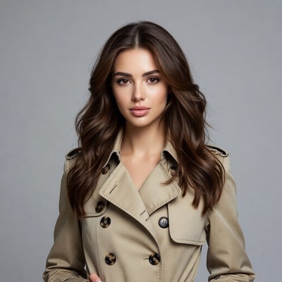 Woman in beige trench coat