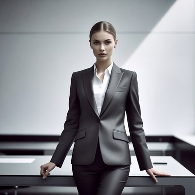 Woman in black business suit