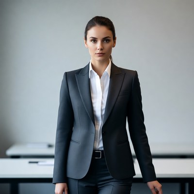 Woman in black business suit