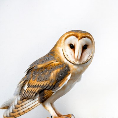 Barn Owl on White Background