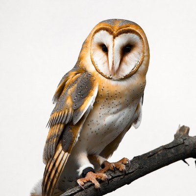 Barn Owl Perched on Branch