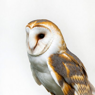 Barn Owl on White Background