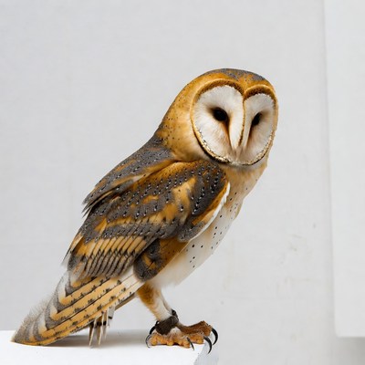 Barn Owl on White Background