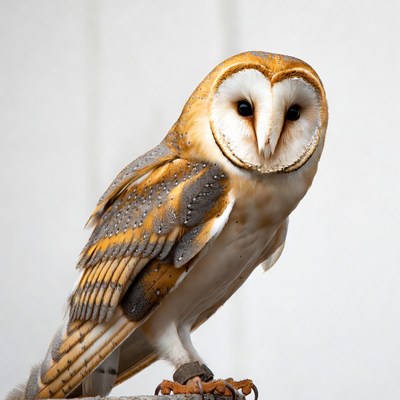 Barn Owl Perched on Post