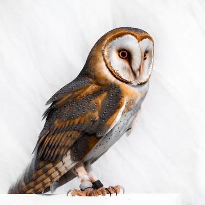 Barn Owl on White Background