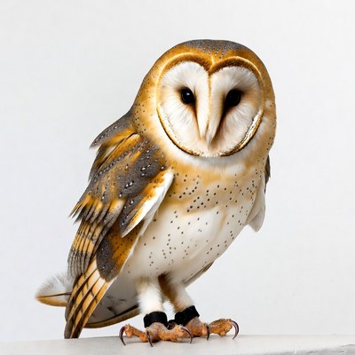 Barn Owl on White Background