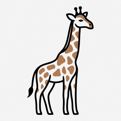 Giraffe standing on white background