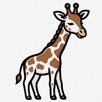 Cartoon giraffe standing isolated