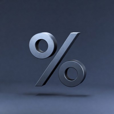 3D Metallic Percent Symbol