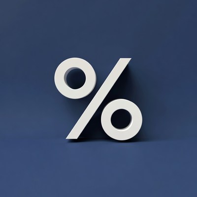 3D White Percent Symbol on Blue