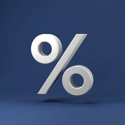 3D White Percent Symbol